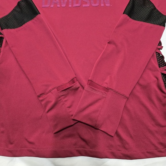 Harley Davidson Womens Performance/Activewear Long Sleeve XL Top Maroon Black - Picture 16 of 16